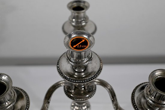 Pair of Silver Bronze Candlesticks - End of XIXth century