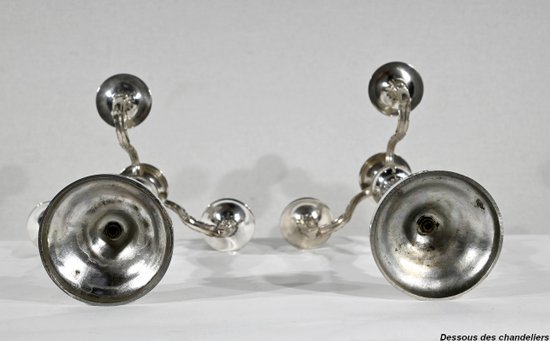 Pair of Silver Bronze Candlesticks - End of XIXth century