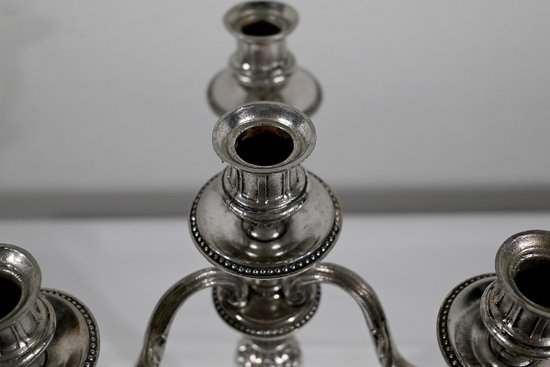 Pair of Silver Bronze Candlesticks - End of XIXth century