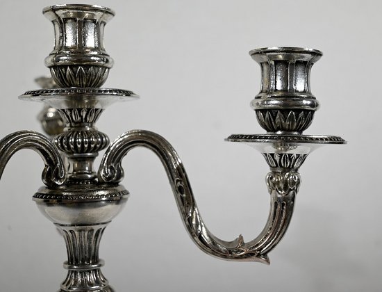 Pair of Silver Bronze Candlesticks - End of XIXth century