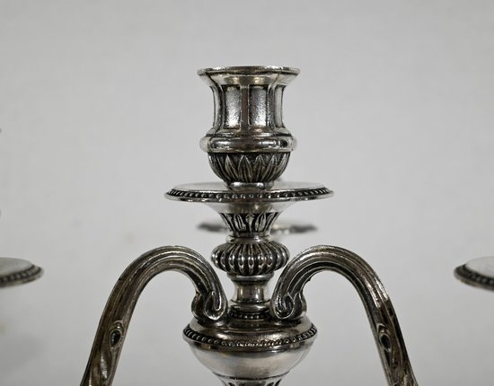 Pair of Silver Bronze Candlesticks - End of XIXth century