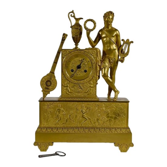Clock in gilded bronze, stamped " Leroy Palais Royal ", Empire period - Early 19th century
