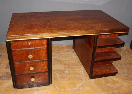 Scrivania d'epoca Art Déco in palissandro del 1930 circa