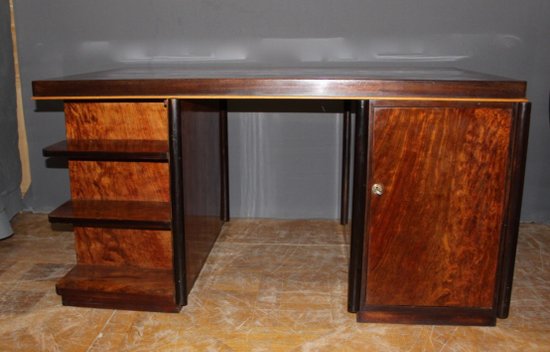 Scrivania d'epoca Art Déco in palissandro del 1930 circa