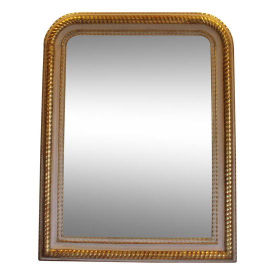 Miroir Louis Philippe, Feuille d'Or Et Patine, Glace Mercure 64 X 82 Cm