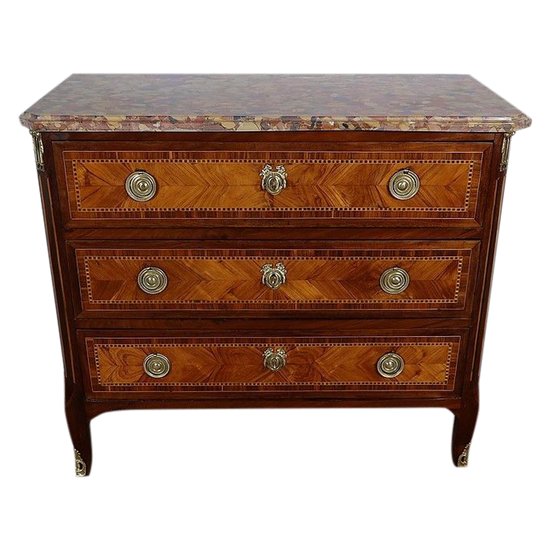 Small chest of drawers in Precious Wood Marquetry, stamped C-M. Magnien, Louis XVI period - XVIIIth century