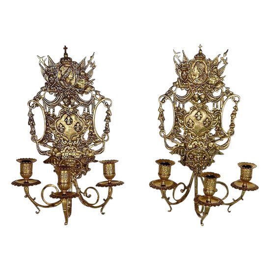 Importante coppia di appliques a 3 bracci in ormù di Napoleone III - metà del XIX secolo