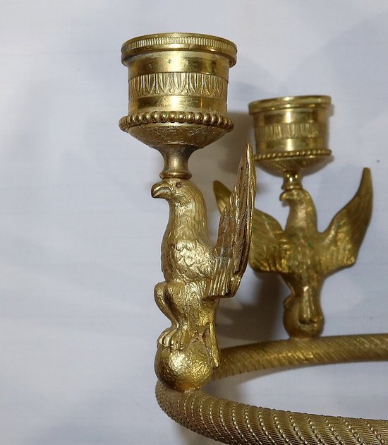 Paar Kerzenhalter-Wandleuchten aus vergoldeter Bronze, Empire - Anfang 19.