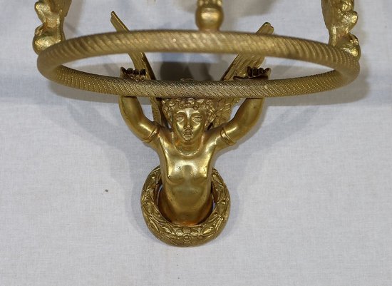 Paar Kerzenhalter-Wandleuchten aus vergoldeter Bronze, Empire - Anfang 19.