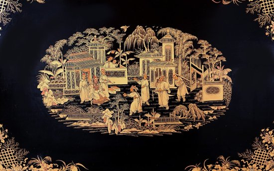 Travailleuse en bois noirci à décor asiatique, époque Napoléon III – Milieu XIXe