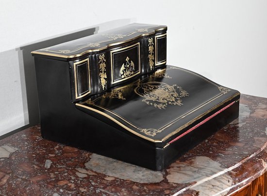 Blackened Wood Traveller's Writing Table, Napoleon III period - Mid 19th century