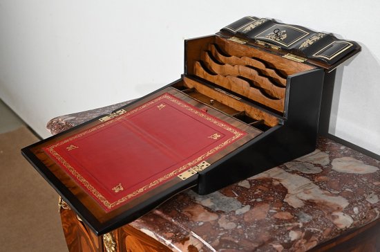 Blackened Wood Traveller's Writing Table, Napoleon III period - Mid 19th century