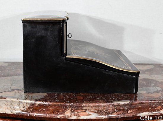 Blackened Wood Traveller's Writing Table, Napoleon III period - Mid 19th century