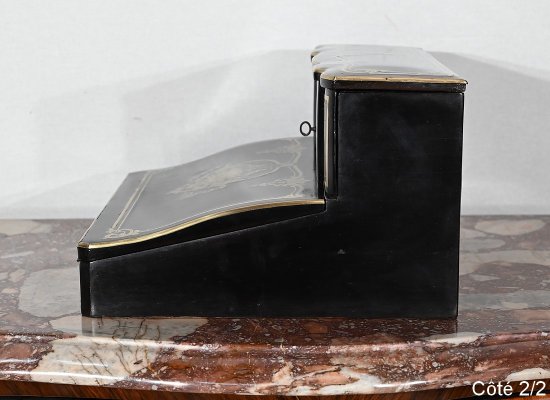 Blackened Wood Traveller's Writing Table, Napoleon III period - Mid 19th century