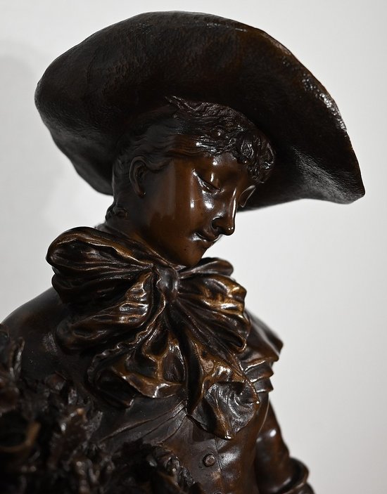 Importante bronzo "L'elegante signora e il suo cane", di A. Gaudez - Fine XIX secolo