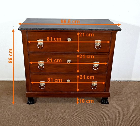 Petite Commode en Acajou de Cuba, Retour d’Égypte Empire – Début XIXe