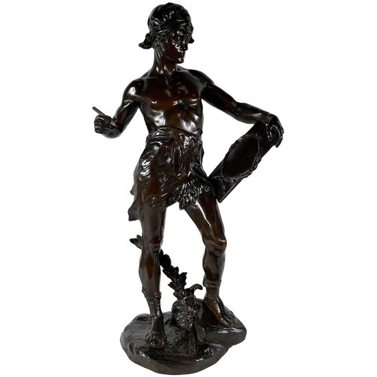 Important Bronze "Allegorie der Poesie", von E. Drouot - 1900