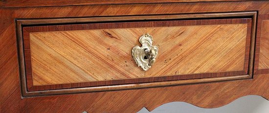 Scrivania inclinata in mogano e palissandro, periodo Reggenza / Luigi XV - XVIII secolo