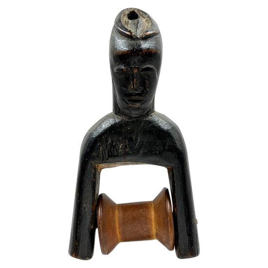 FABRIC PULLEY WITH ANTHROPOZOOMORPHE FIGURE - Djimini culture, Ivory Coast - First half of the 20th century