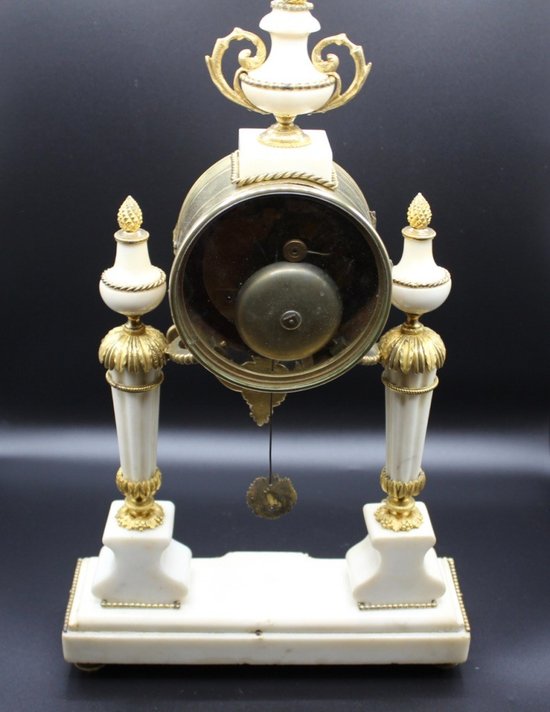 Late Louis XVI Period Portico Clock In Marble And Gilt Bronze