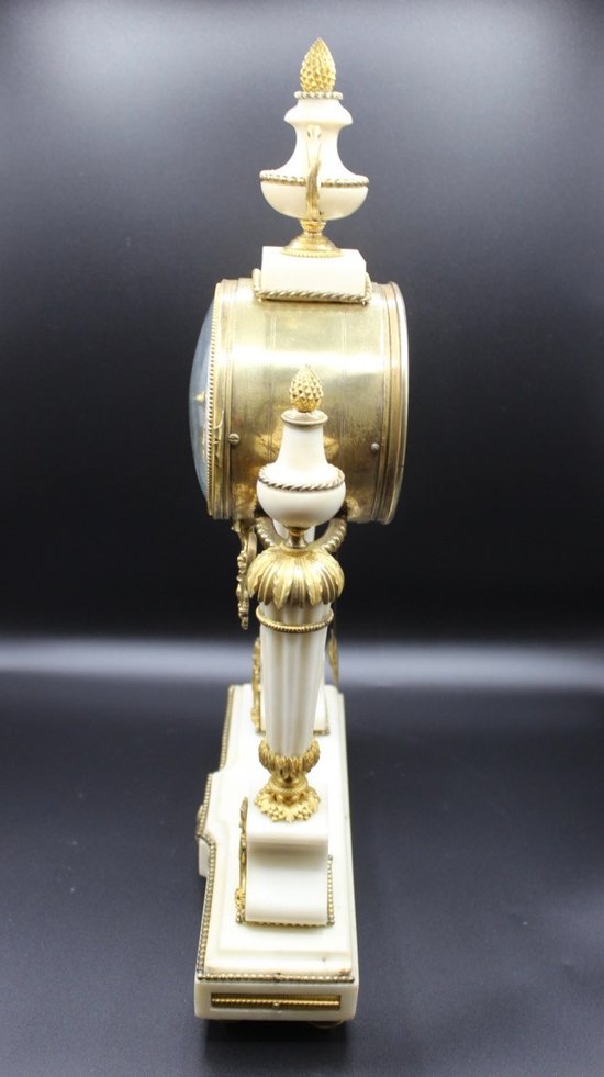 Late Louis XVI Period Portico Clock In Marble And Gilt Bronze
