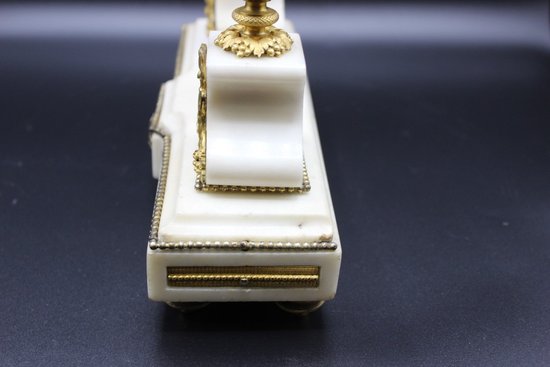 Late Louis XVI Period Portico Clock In Marble And Gilt Bronze