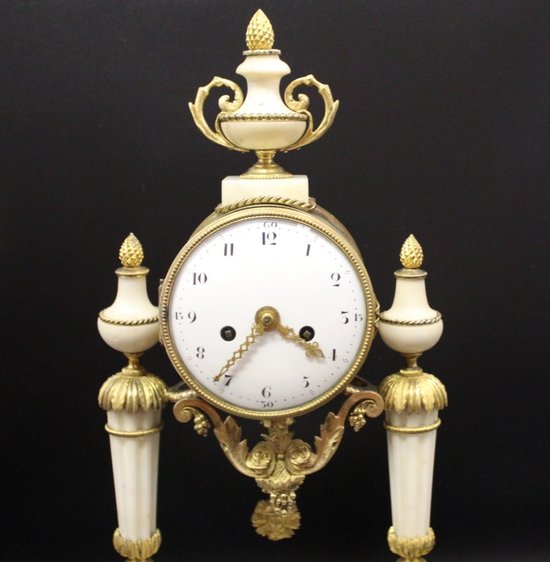 Late Louis XVI Period Portico Clock In Marble And Gilt Bronze