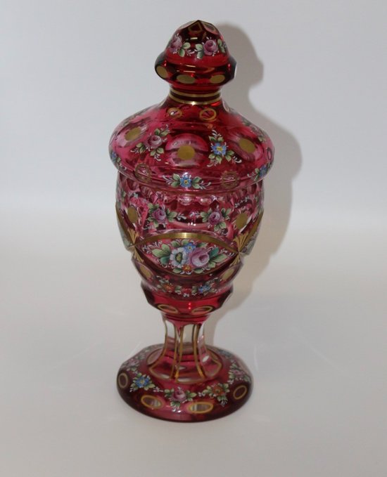Scatola per caramelle in cristallo con decorazione dipinta 1880 ca.