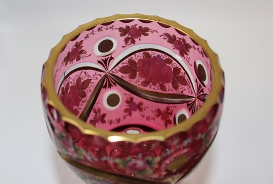 Scatola per caramelle in cristallo con decorazione dipinta 1880 ca.