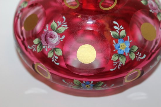Scatola per caramelle in cristallo con decorazione dipinta 1880 ca.