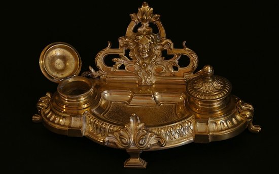 19th century gilded bronze desk set