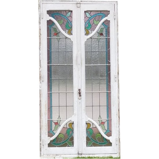 Fenêtre Ancienne Superbe Vitrail Période Art Nouveau Porte Vitraux Vitrail