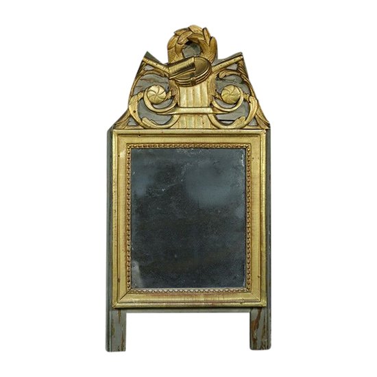 18th century Louis XVI mirror Gilded wood and painted wood