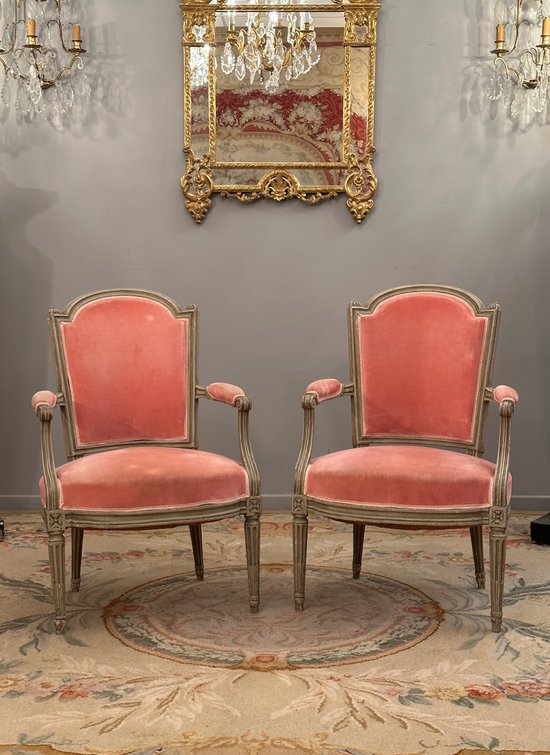 Pair Of Louis XVI period Cabriolet Armchairs About 1770