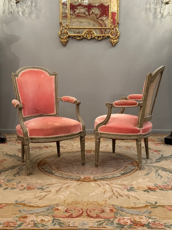 Pair Of Louis XVI period Cabriolet Armchairs About 1770