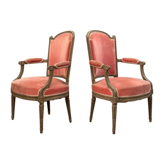 Pair Of Louis XVI period Cabriolet Armchairs About 1770