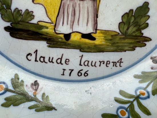 Nevers earthenware plate Saint Claude
