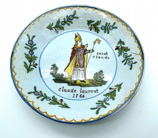 Nevers earthenware plate Saint Claude