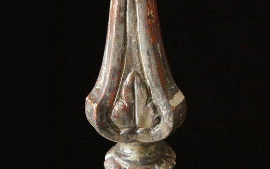 Pair of torches, candelabra in silvered wood Early 18th century