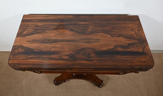 Console Table de Jeux en placage de Palissandre, Angleterre – 1850