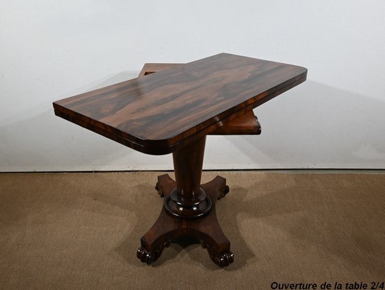 Console Table de Jeux en placage de Palissandre, Angleterre – 1850