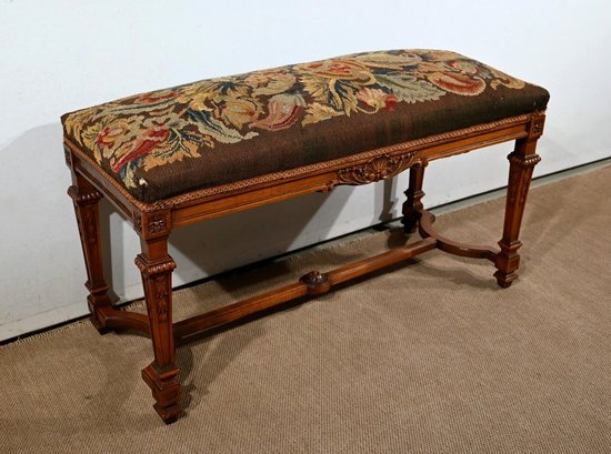 Long Rectangular Walnut Bench - 1910