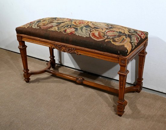 Long Rectangular Walnut Bench - 1910