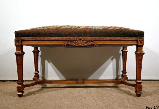 Long Rectangular Walnut Bench - 1910