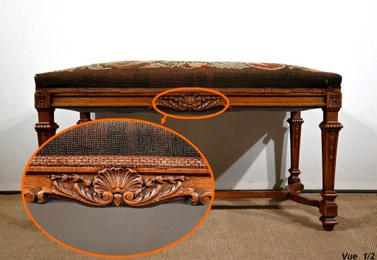 Long Rectangular Walnut Bench - 1910