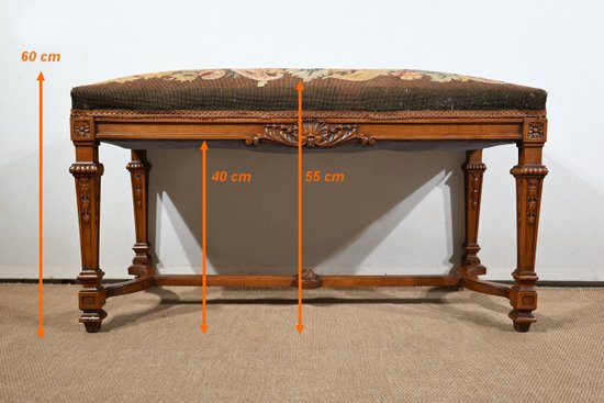 Long Rectangular Walnut Bench - 1910