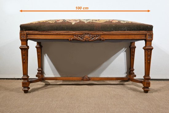 Long Rectangular Walnut Bench - 1910