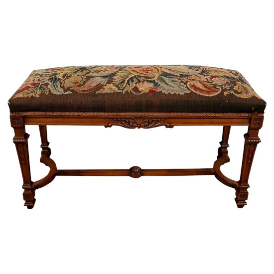 Long Rectangular Walnut Bench - 1910