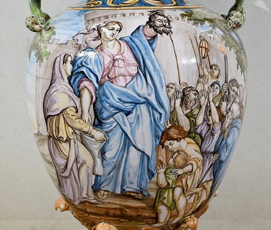 Majolika-Sattelvase, Italien - 19. Jahrhundert