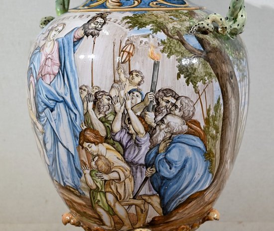 Majolika-Sattelvase, Italien - 19. Jahrhundert